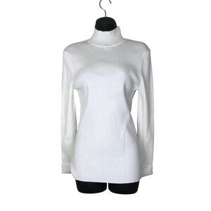 Trina Turk White 80% Cotton Turtle Neck Size L